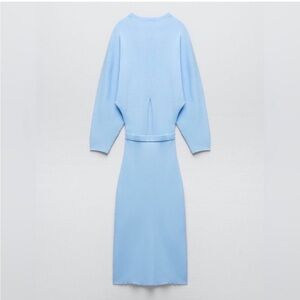 ZARA LIMITED EDITION Baby Blue Knit Bandage Stretch Midi Small NWT